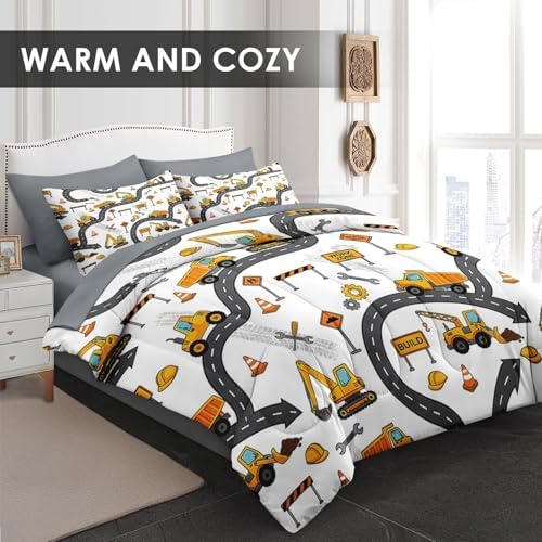 WeCozy 7 Pieces Full Comforter Set for Boys - Truck Bedding for Kids