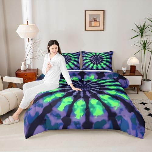 Feelyou Tie Dye Comforter Set Toddler Size 3Pcs for Kids Boys Girls