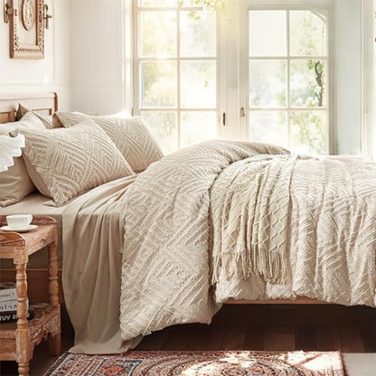 Twin XL Comforter Set 5 Piece, Beige Bed in a Bag Twin XL Size Bedding Sets