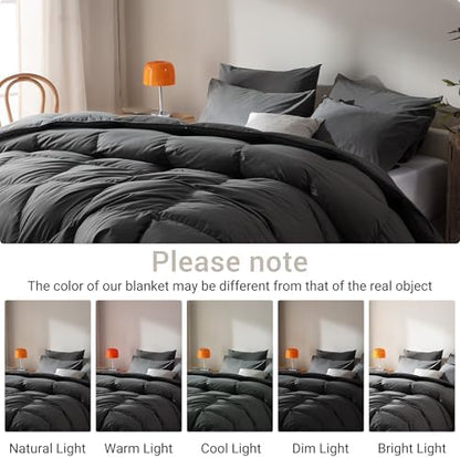 Goose Feather Down Comforter Full Size, 100% Organic Cotton Duvet Insert