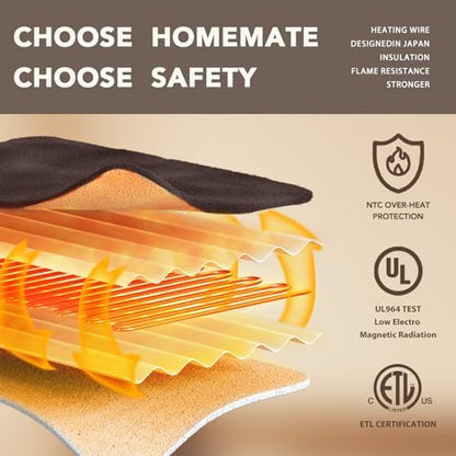 Homemate Heated Electric Blanket Twin 62"x84" Heating Throw Blanket