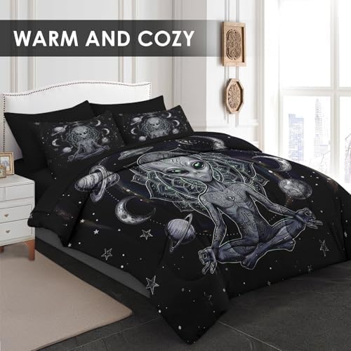 WeCozy King Comforter Set with Sheets, 7 Pieces Alien Space Bedding