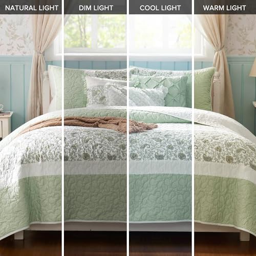 Madison Park Cotton Pintucked Quilt Set, 6PC Full/Queen Coverlet