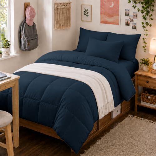 Anluoer Twin Comforter Set, 5 Piece Bed in a Bag Twin Bedding Sets