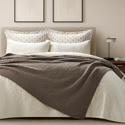 EVERGRACEHOME Chunky Chenille Knit Throw Blanket, 50 x 60, Mocha Brown