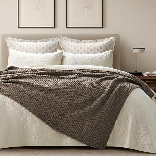 EVERGRACEHOME Chunky Chenille Knit Throw Blanket, 60 x 80, Mocha Brown