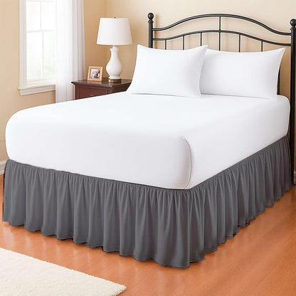 eBeddy Linens Dust Ruffle Bed Skirt Twin 16 Inch Drop – Split Corner Platform Style, 100% Microfiber, Dark Grey Solid, Tailored Fit, Wrinkle-Resistant, Hidden Storage, Hotel Luxury