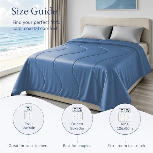 Cooling Comforter for Hot Sleepers, Queen 90x90, Midnight Blue