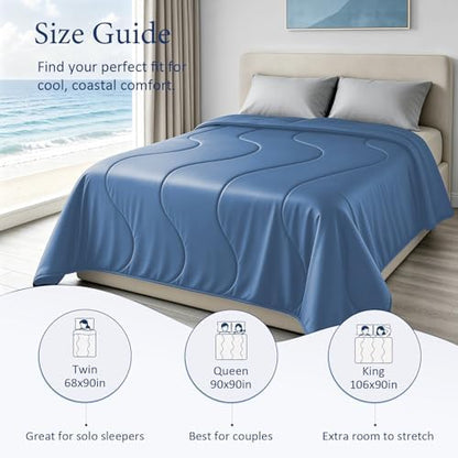 Cooling Comforter for Hot Sleepers, Queen 90x90, Midnight Blue