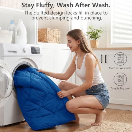CozyLux Full Comforter Set 82"x86" Classic Blue - 7 Piece Bed in a Bag