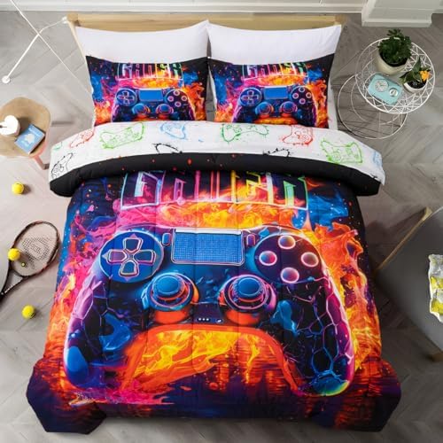 Holawakaka Twin Size Gaming Console Bed in A Bag 5 Pieces for Boys
