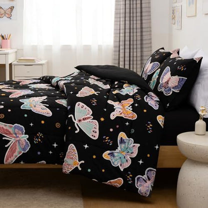 A Nice Night Butterfly 5pc Comforter Set Glow in The Dark Kids,Queen