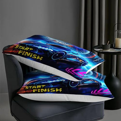 AILONEN Black Racing Car Comforter Set Full Size, Extreme Sports Theme Bedding for Kids Boys, Modern Race Bed in a Bag, Cool Sports Duvet Set, 1 Quilt 2 Pillowcases, 3 Pcs