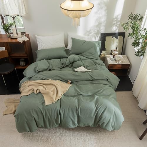 FOSSA Duvet Cover Set 100% Washed Cotton Linen Feel California King