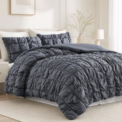 Amélie Home King Bubble Comforter Set, Soft, Charcoal Grey, 3-Piece