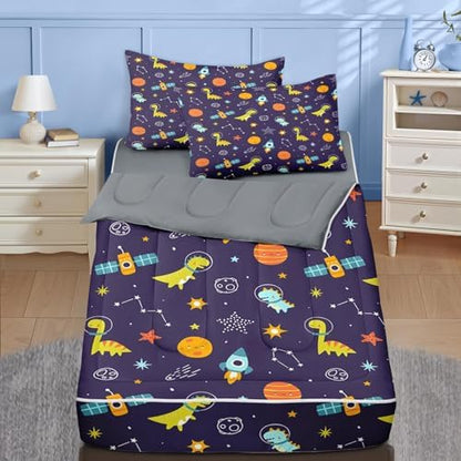 Nesker Dinosaur Full Zipper Bedding for Boys, 3-Piece-All-in-one