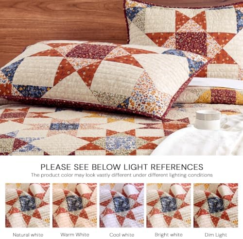 Oversized Queen Quilt Set-3 Pieces Soft Bedding Patchwork Coverlet