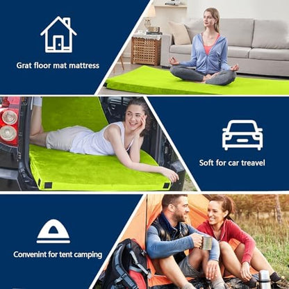 CYMULA Memory Foam Camping Mattress Pad, Sleeping Mat, Portable Roll Up Mattress for Adults, Camping Bed Pads for Sleepover, Car Bed with Travel Bag