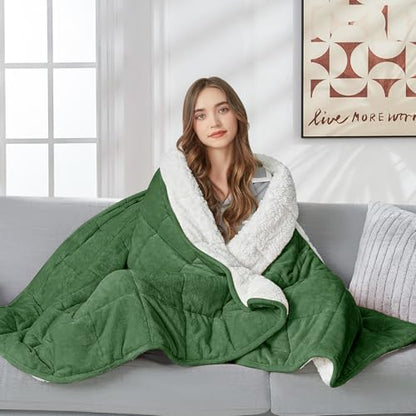yescool Weighted Blanket for Adults (15 lbs, 60" x 80", Emerald Green) Heavy Blanket for Sleeping Perfect for 140-160 lbs, Queen Size Breathable Blanket with Premium Glass Bead