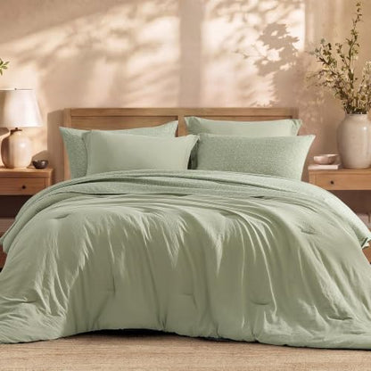 King Comforter Set with Sheets-7 Pieces Soft Recycled Bed in a Bag Bedding