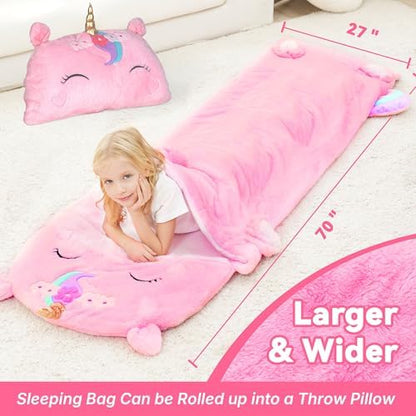 iPlay, iLearn Kids Unicorn Sleeping Bag, Toddler Girl Daycare Plush Nap Mat
