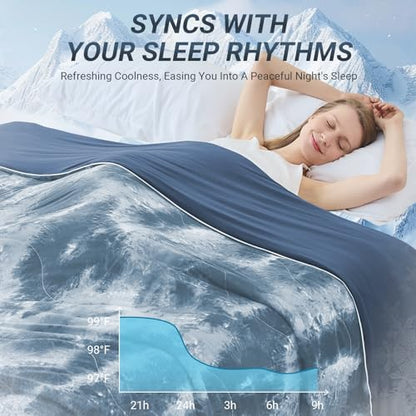 Cooling Comforter Twin Size, Double Sided Cooling Blankets for Hot Sleepers, Soft Breathable Lightweight Summer Cooling Comforter for Night Sweats Absorbs Body HEA