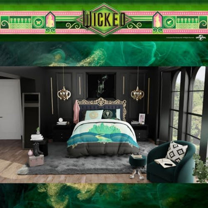 Collectibles Wicked Elphaba and Glinda Bedding 5 Piece Super Soft Reversible Comforter and Sheet Set, Queen, (Officially Licensed Product) By Franco
