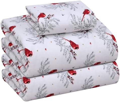RUVANTI Flannel Sheets Set Twin Size, Cardinal