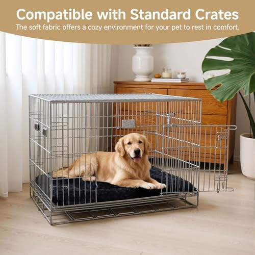 Exsnugy Washable Dog Bed Mat Large Size Fluffy Pet Crate Pad 48x30 XXL