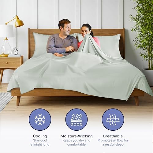 Kickoff Viscose Bamboo Sheets Split King Size 5-pc 100% Organic Bamboo Viscose Bed Cooling Sheets Split King Size Set Cool Bedding for hot Sleepers Sheet Set - Gift Ready Packaging (Sage Green, SK)