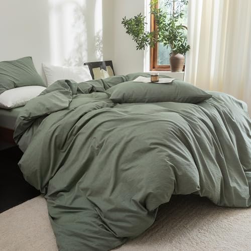 FOSSA Duvet Cover Set 100% Washed Cotton Linen Feel Oversized King Plus