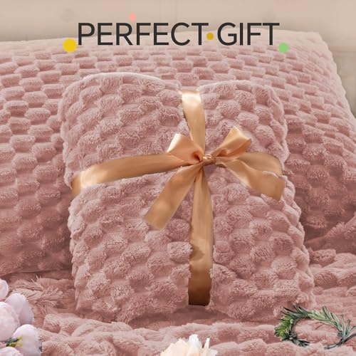 BEDELITE Fluffy Twin/Twin XL Comforter Set, Dusty Pink Bed Set 2 Pieces