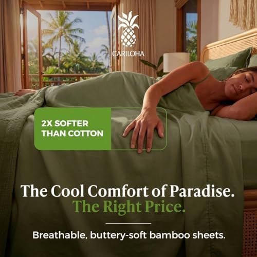 Cariloha Aloha Soft 4-Piece Sheet Set | Coastal Pine | Full | Made from 100% Viscose derived from Bamboo | Introductory Sheet Line