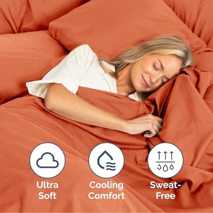 Queen Size 4 Piece Sheet Set - Soft & Cooling Bed Sheets - Harvest Pumpkin