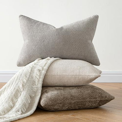 MIULEE Decorative Couch Throw Pillow Covers 20x20 Inch Neutral Khaki 2 Pack