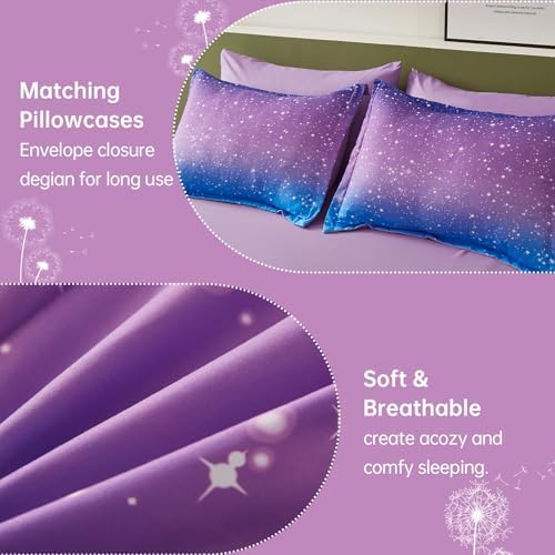 Dinjoy Girls Comforter Set 6 Pieces, Twin Size Colorful Ombre Rainbow Bedding Set, Bed in A Bag for Kid Teen Girls (1 Comforter, 1 Flat Sheet, 1 Fitted Sheet, 1 Pillow Shams, 2 Pillowcases)
