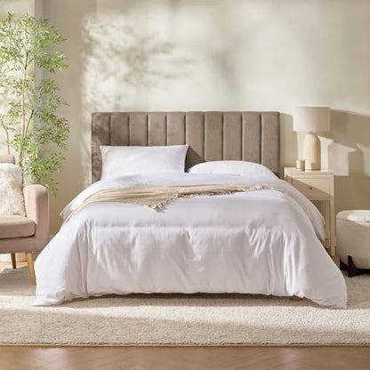 Nestl Upholstered Full Headboard - Easy Assemble Channel Stitched Headboard Full Size - Wall Mounted Headboards with 3D Soundproof Wall Panels Peel & Stick Floating Headboards, Mocha