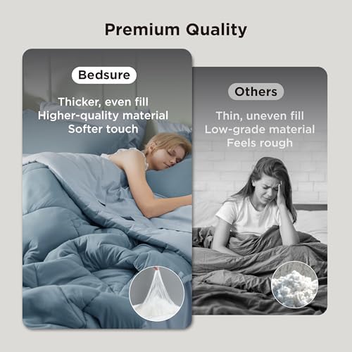 Bedsure Twin Comforter Set Reversible Bed Set 5 Pcs Grayish Blue/Baby Blue