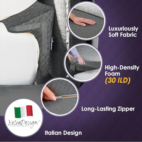 XetraDesign Bed Wedge Pillow for Headboard Gap Up to 7", Triangle Gap Filler for Bed, Mattress Wedge Gap Filler, Headboard Space Filler, Corner Pillow, Grey Double 54"