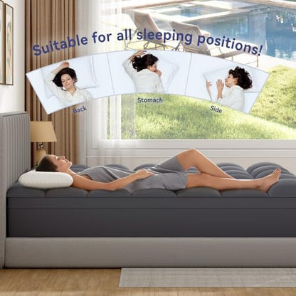 ELEMUSE Queen Grey Mattress Topper, Thick Pillow Top Mattress Pad Cover