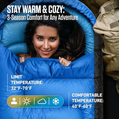 VENTURE 4TH Backpacking Sleeping Bag for Camping - Single, XXL & Double