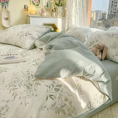 LifeTB Vintage Floral Comforter Set King, 3 Pieces Boho Floral Bedding Comforter Botanical Flowers Comforter with 2 Pillowcases, Fluffy Soft Cottagecore Bedding Set Flowers Pattern King Comforter Set