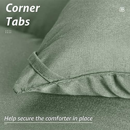 HYLEORY All Season Twin Size Bed Comforter - Cooling Down Alternative Quilted Duvet Insert with Corner Tabs - Winter Warm - Machine Washable - Sage Green