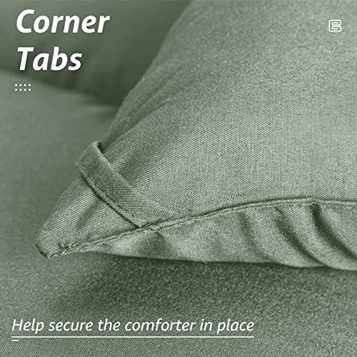 HYLEORY All Season Queen Size Bed Comforter - Cooling Down Alternative Quilted Duvet Insert with Corner Tabs - Winter Warm - Machine Washable - Sage Green