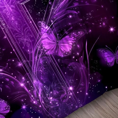Purple Cross Butterfly Comforter Set Twin, Gothic Bedding for Girls