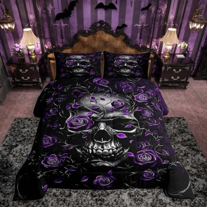 Feelyou Gothic Skull Comforter Set Queen Size Bedding Set