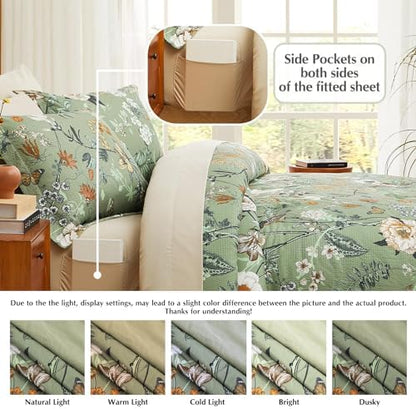 Oversized King Comforter Set- 7 Pieces Floral Bed in a Bag King Bedding Set