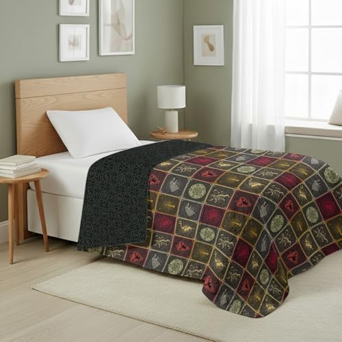 Northwest Warner Bros Game of Thrones Symbolic Sigils Quilted Throw Blanket, Fantasy House Emblems, Adults Boys Girls, Soft Lightweight Bedding for Bed, or Couch, 60 x 80 inches