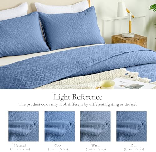 FLYMME Bluish Grey Twin Quilt Bedding Set Thin Lightweight Bedspreads,Soft Microfiber Bed Coverlet for All Season (1 Quilt, 1Sham)