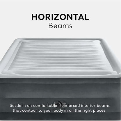 Intex 64417ED 22in Queen Dura-Beam Comfort Plush High-Rise Inflatable Air Mattress with Built in Pump for Travel and Camping, 600lb Weight Capacity